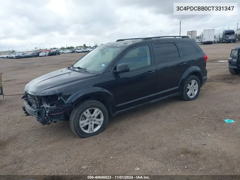 2012 Dodge Journey Sxt VIN: 3C4PDCBB0CT331347 Lot: 40686523