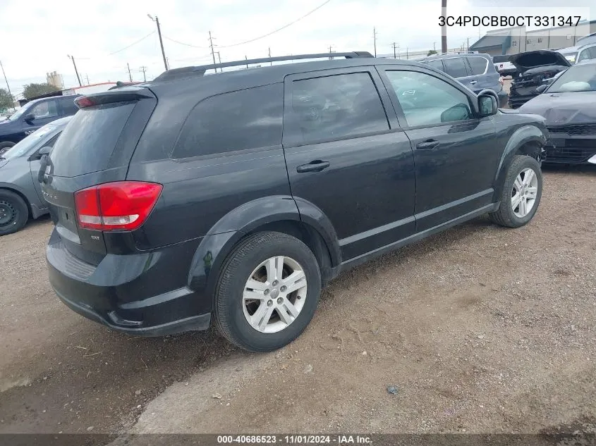 2012 Dodge Journey Sxt VIN: 3C4PDCBB0CT331347 Lot: 40686523