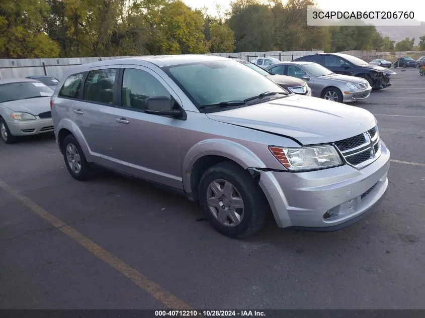 2012 Dodge Journey Se/Avp VIN: 3C4PDCAB6CT206760 Lot: 40712210