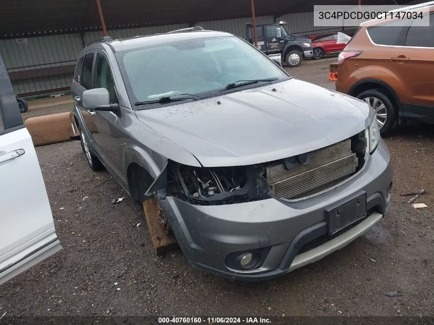 2012 Dodge Journey Crew VIN: 3C4PDCDG0CT147034 Lot: 40760160