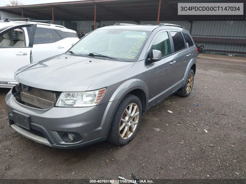 2012 Dodge Journey Crew VIN: 3C4PDCDG0CT147034 Lot: 40760160