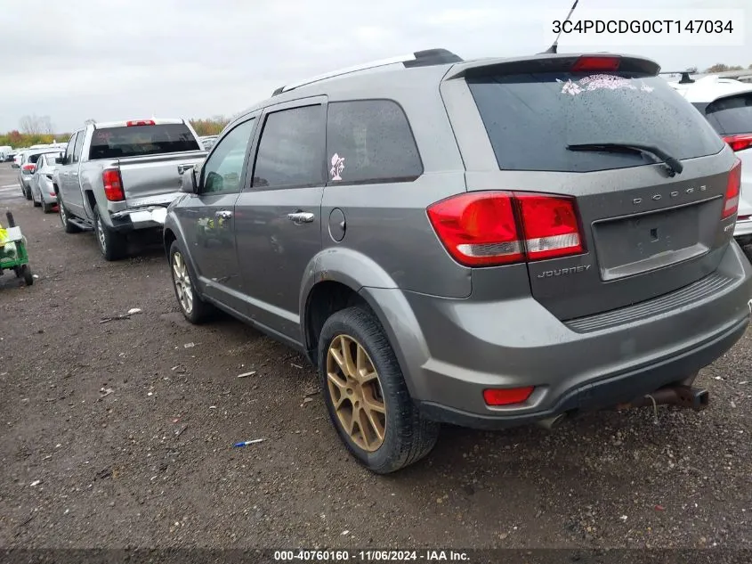 2012 Dodge Journey Crew VIN: 3C4PDCDG0CT147034 Lot: 40760160