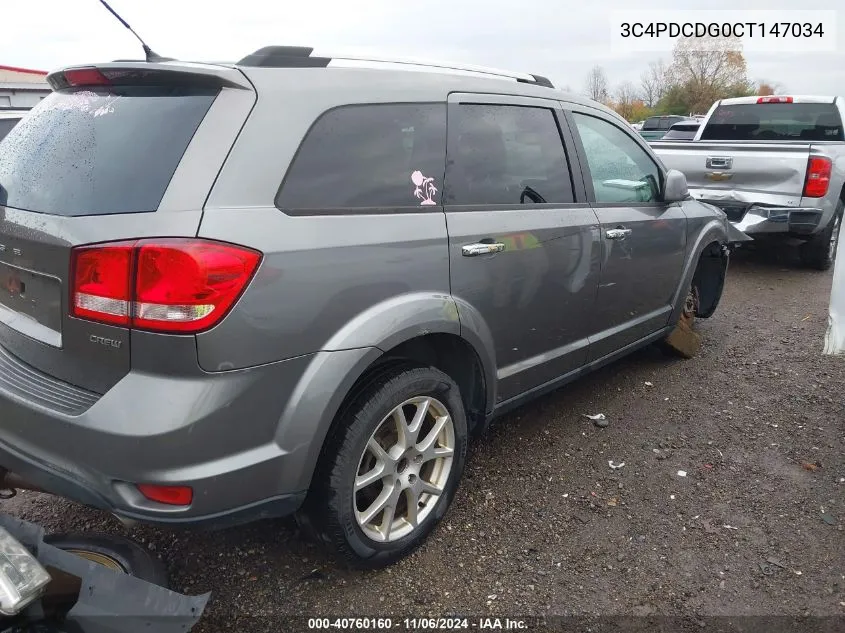 2012 Dodge Journey Crew VIN: 3C4PDCDG0CT147034 Lot: 40760160