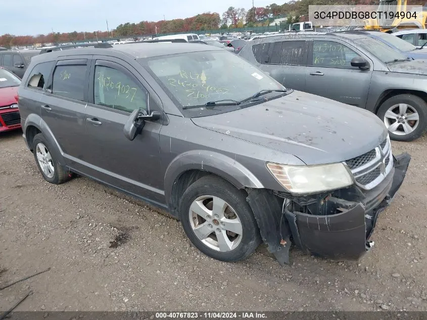 2012 Dodge Journey Sxt VIN: 3C4PDDBG8CT194904 Lot: 40767823