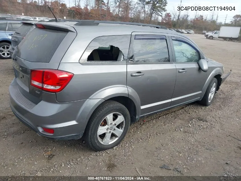 2012 Dodge Journey Sxt VIN: 3C4PDDBG8CT194904 Lot: 40767823