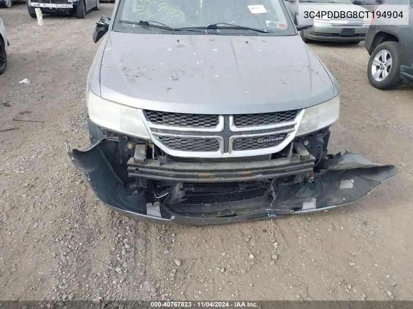 2012 Dodge Journey Sxt VIN: 3C4PDDBG8CT194904 Lot: 40767823