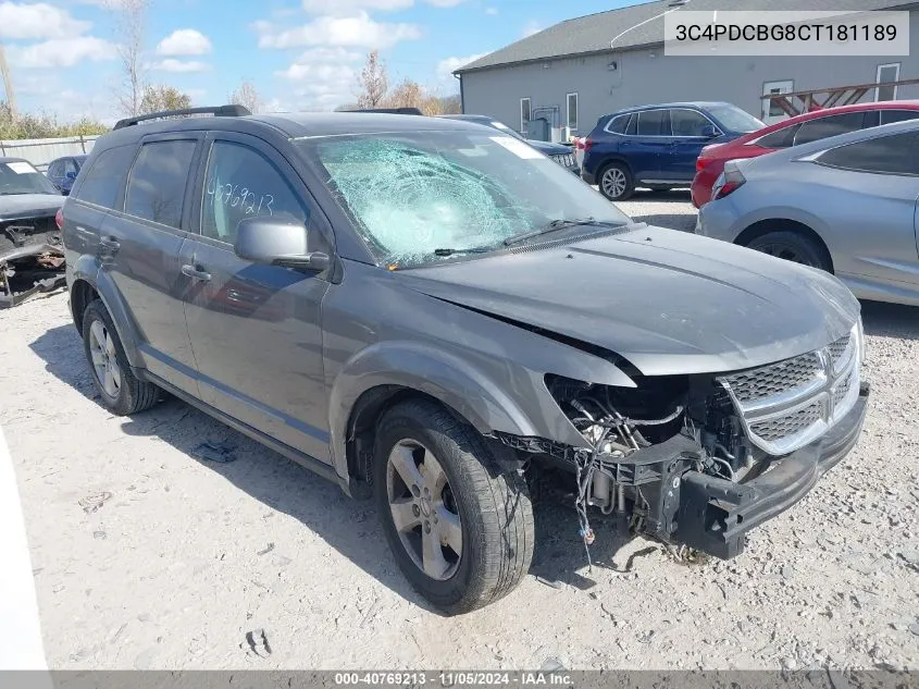 2012 Dodge Journey Sxt VIN: 3C4PDCBG8CT181189 Lot: 40769213