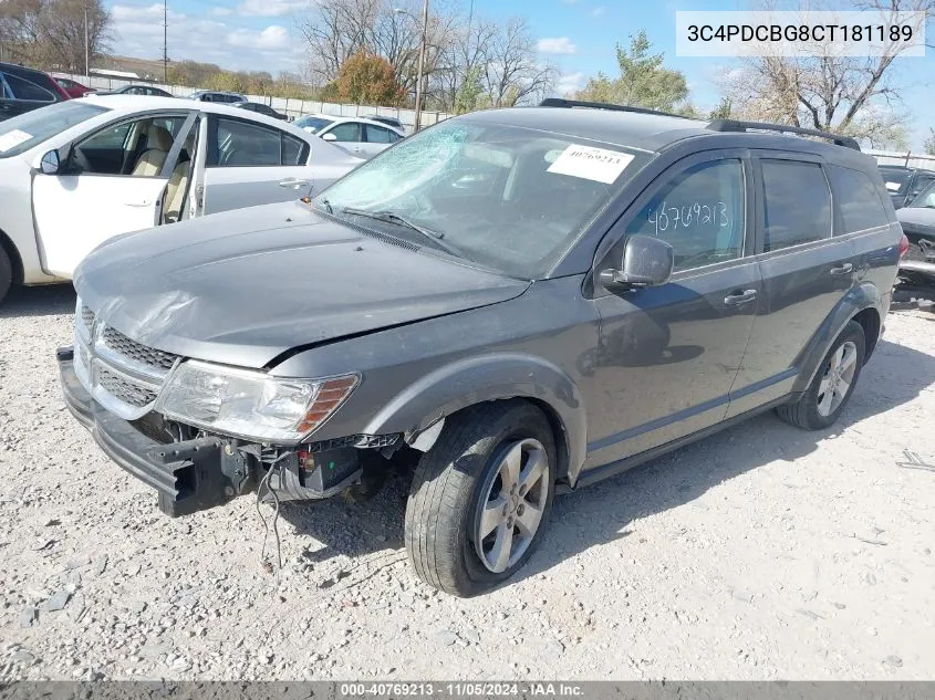 2012 Dodge Journey Sxt VIN: 3C4PDCBG8CT181189 Lot: 40769213