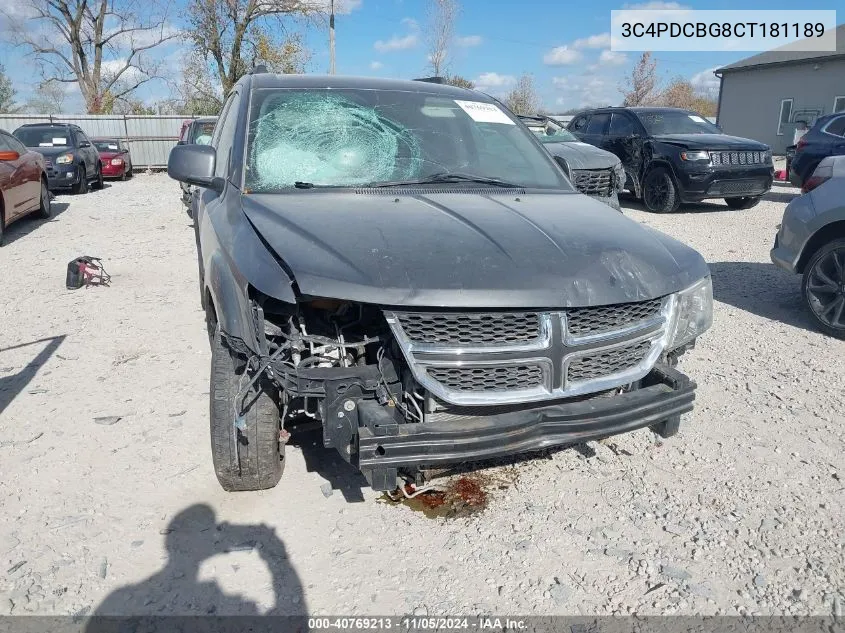 2012 Dodge Journey Sxt VIN: 3C4PDCBG8CT181189 Lot: 40769213