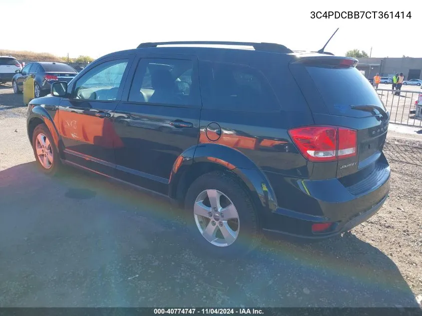 2012 Dodge Journey Sxt VIN: 3C4PDCBB7CT361414 Lot: 40774747