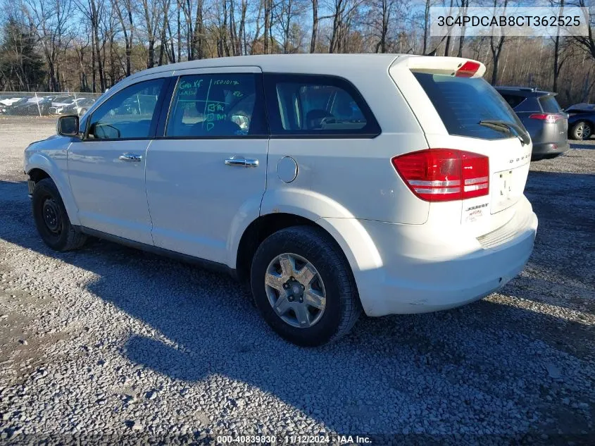 2012 Dodge Journey Se/Avp VIN: 3C4PDCAB8CT362525 Lot: 40839830