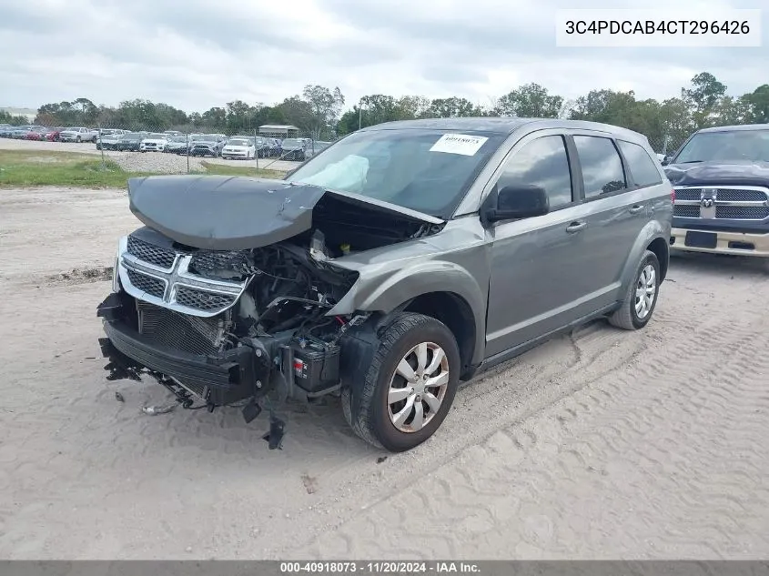 2012 Dodge Journey Se/Avp VIN: 3C4PDCAB4CT296426 Lot: 40918073