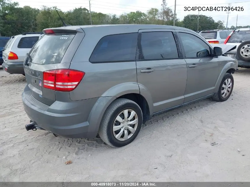 2012 Dodge Journey Se/Avp VIN: 3C4PDCAB4CT296426 Lot: 40918073