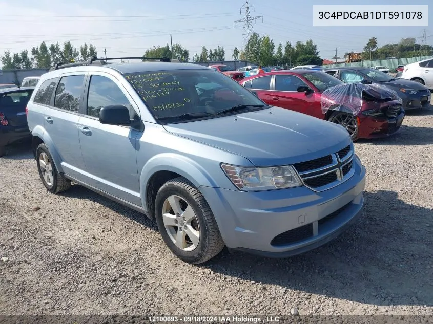 2013 Dodge Journey Se VIN: 3C4PDCAB1DT591078 Lot: 12100693