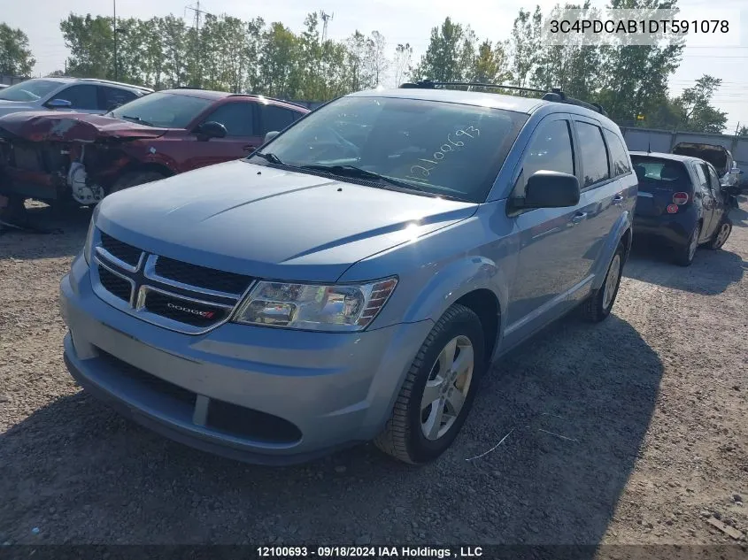 2013 Dodge Journey Se VIN: 3C4PDCAB1DT591078 Lot: 12100693