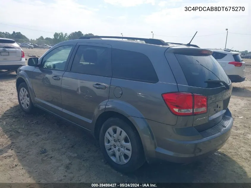 2013 Dodge Journey Se VIN: 3C4PDCAB8DT675270 Lot: 39498427