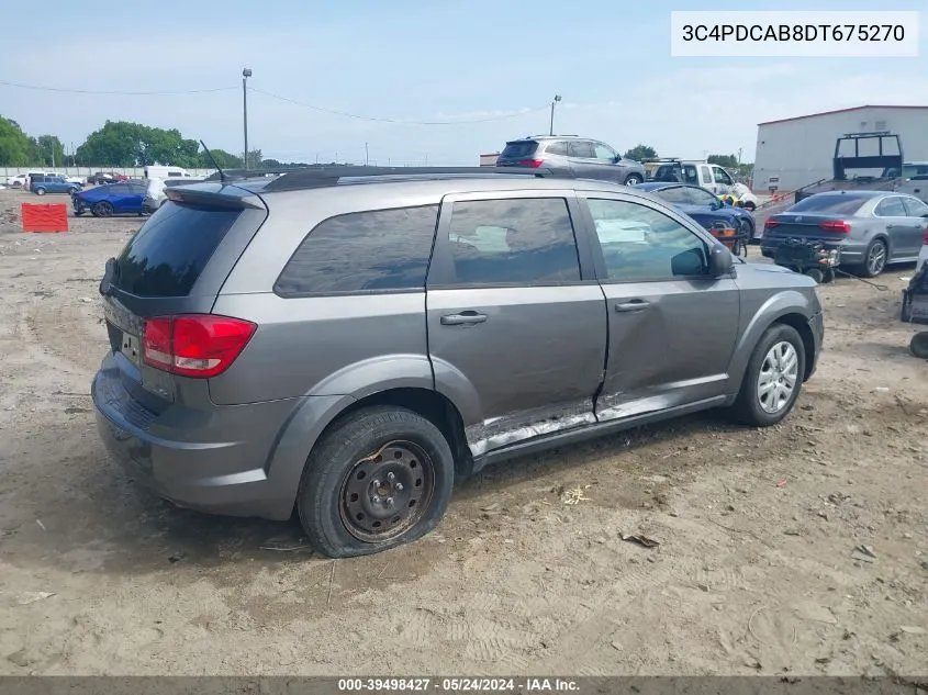 2013 Dodge Journey Se VIN: 3C4PDCAB8DT675270 Lot: 39498427