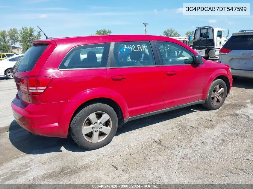 2013 Dodge Journey Se VIN: 3C4PDCAB7DT547599 Lot: 40247428