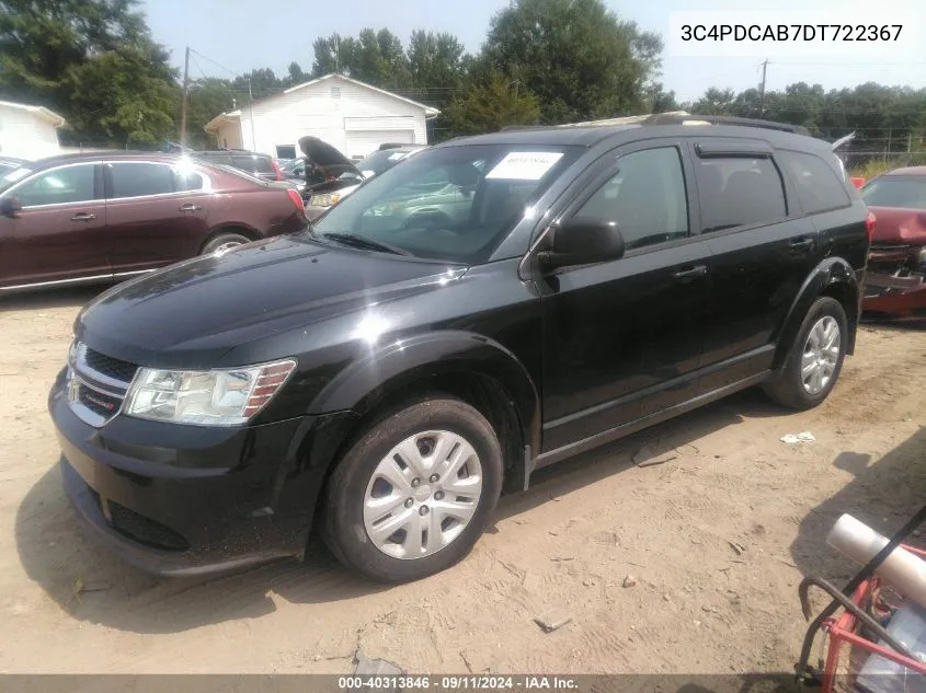 2013 Dodge Journey Se VIN: 3C4PDCAB7DT722367 Lot: 40313846