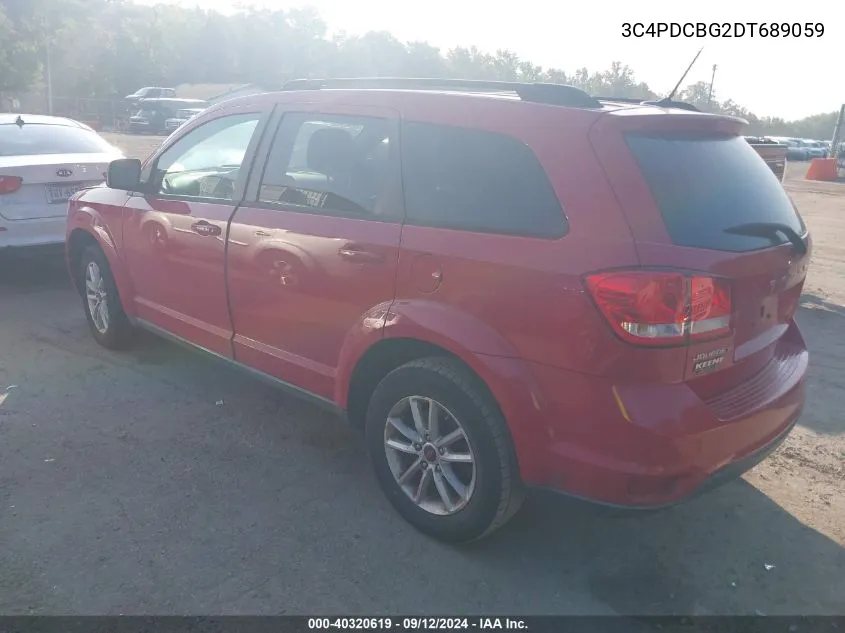 2013 Dodge Journey Sxt VIN: 3C4PDCBG2DT689059 Lot: 40320619