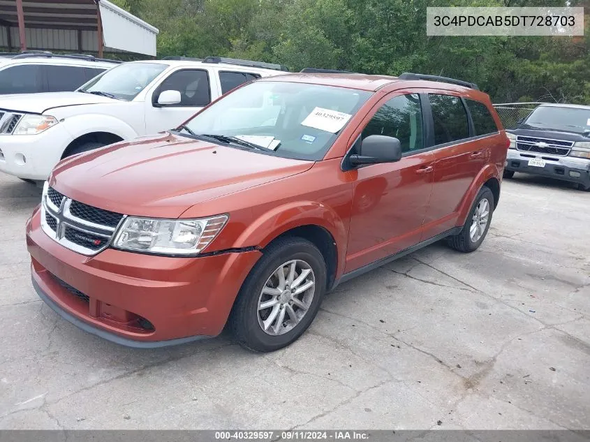 2013 Dodge Journey Se VIN: 3C4PDCAB5DT728703 Lot: 40329597