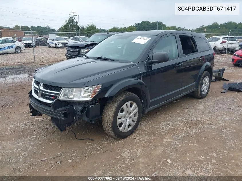 2013 Dodge Journey American Value Pkg VIN: 3C4PDCAB3DT671417 Lot: 40377662