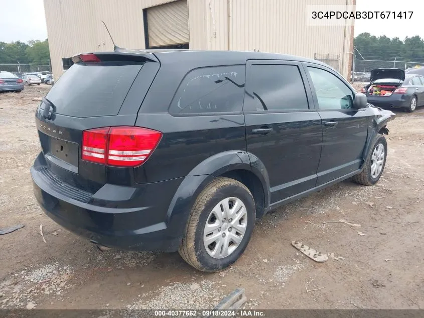 2013 Dodge Journey American Value Pkg VIN: 3C4PDCAB3DT671417 Lot: 40377662