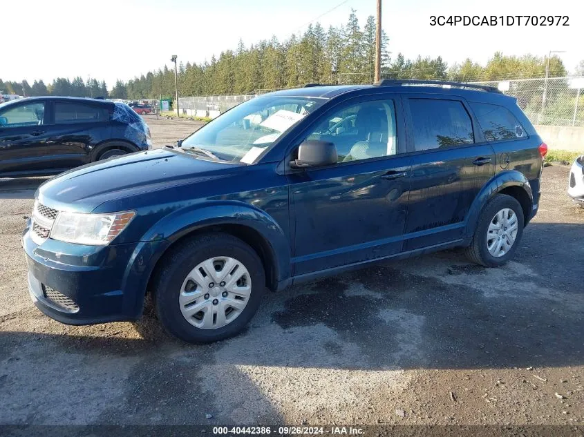 2013 Dodge Journey Se VIN: 3C4PDCAB1DT702972 Lot: 40442386