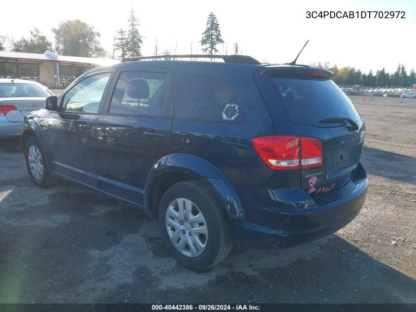 2013 Dodge Journey Se VIN: 3C4PDCAB1DT702972 Lot: 40442386