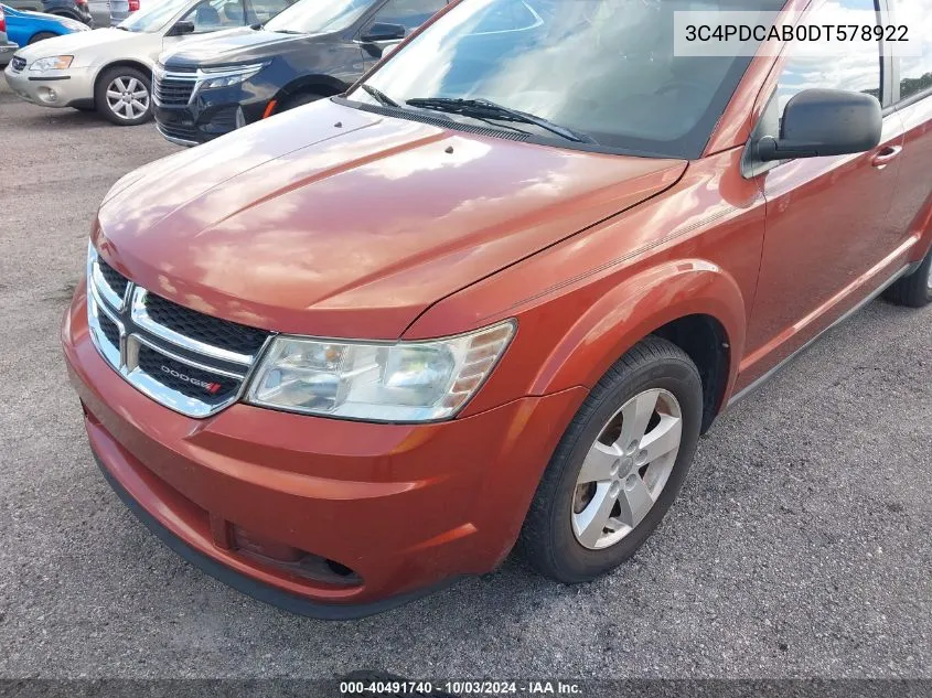 2013 Dodge Journey American Value Pkg VIN: 3C4PDCAB0DT578922 Lot: 40491740