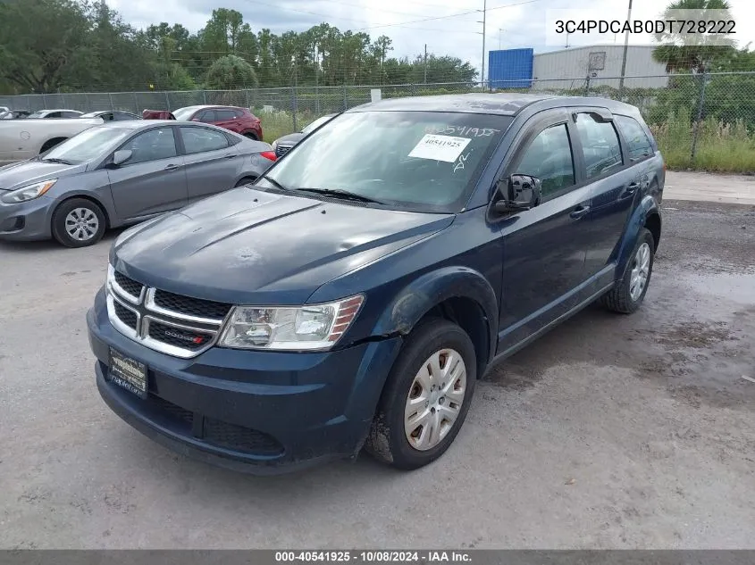 2013 Dodge Journey Se VIN: 3C4PDCAB0DT728222 Lot: 40541925