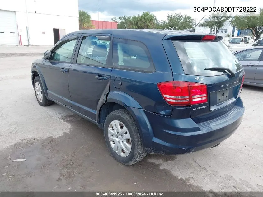 2013 Dodge Journey Se VIN: 3C4PDCAB0DT728222 Lot: 40541925