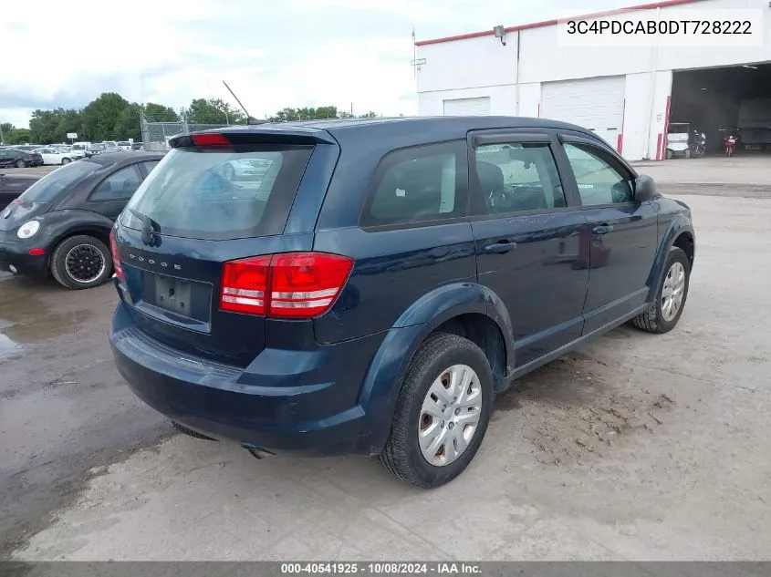 2013 Dodge Journey Se VIN: 3C4PDCAB0DT728222 Lot: 40541925