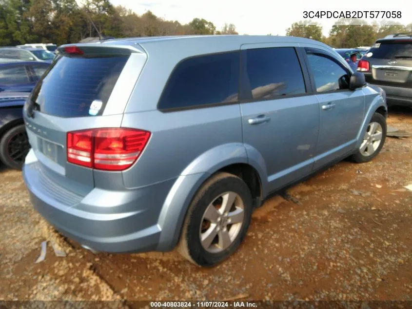 2013 Dodge Journey American Value Pkg VIN: 3C4PDCAB2DT577058 Lot: 40803824