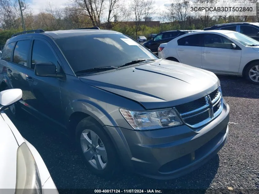 2013 Dodge Journey Se VIN: 3C4PDCAB3DT502840 Lot: 40817124