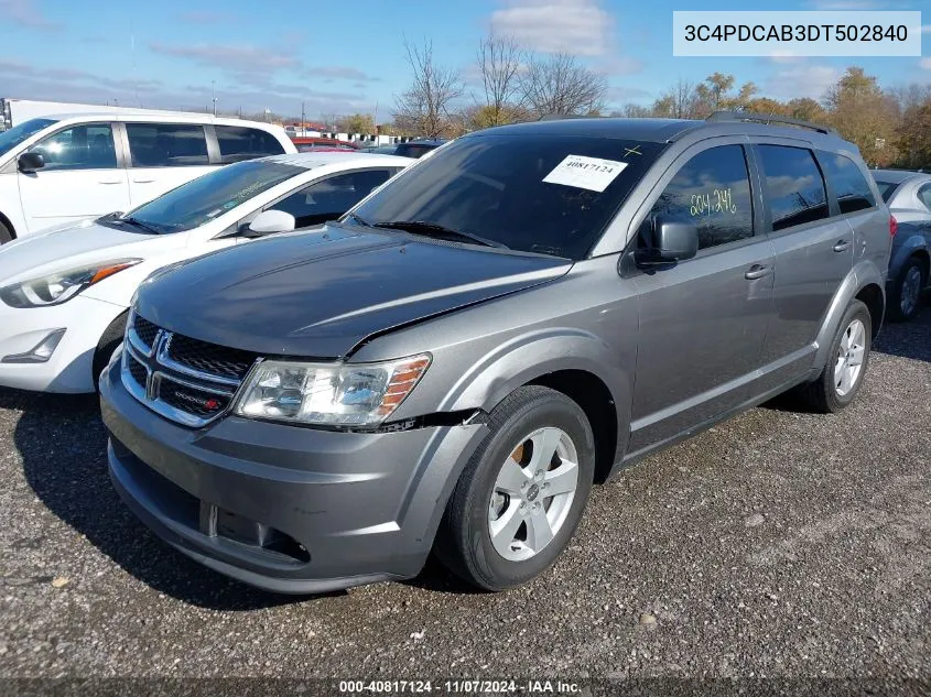 2013 Dodge Journey Se VIN: 3C4PDCAB3DT502840 Lot: 40817124