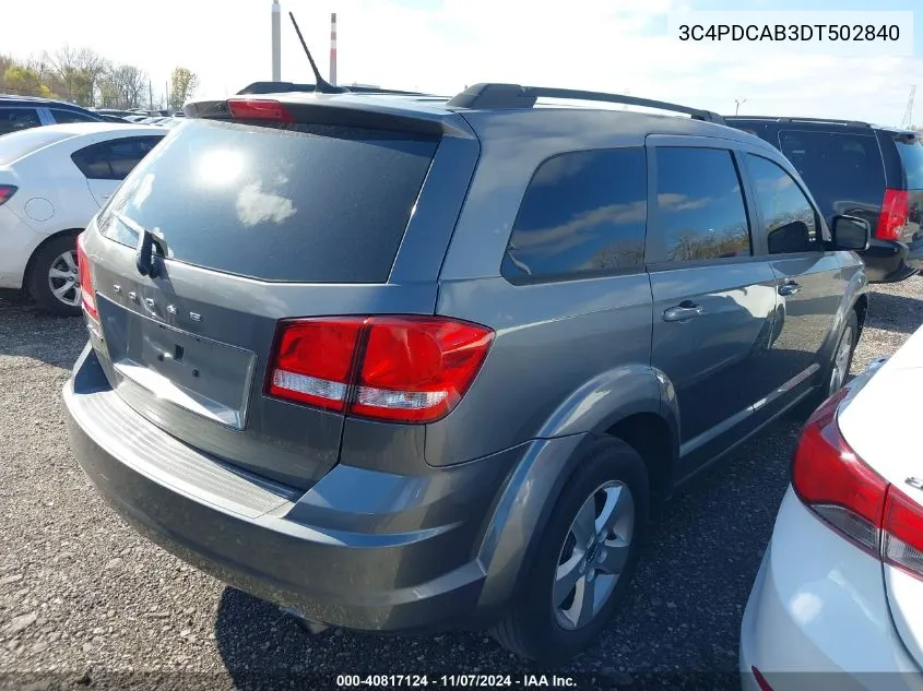 2013 Dodge Journey Se VIN: 3C4PDCAB3DT502840 Lot: 40817124