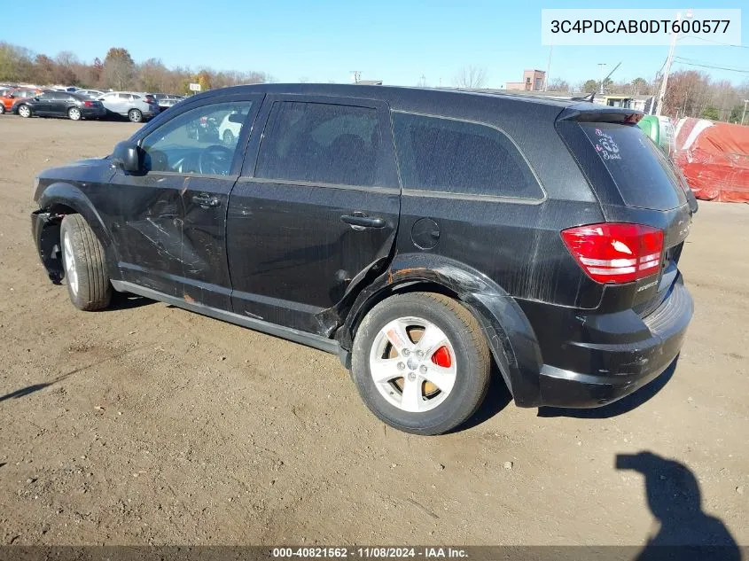 2013 Dodge Journey American Value Pkg VIN: 3C4PDCAB0DT600577 Lot: 40821562