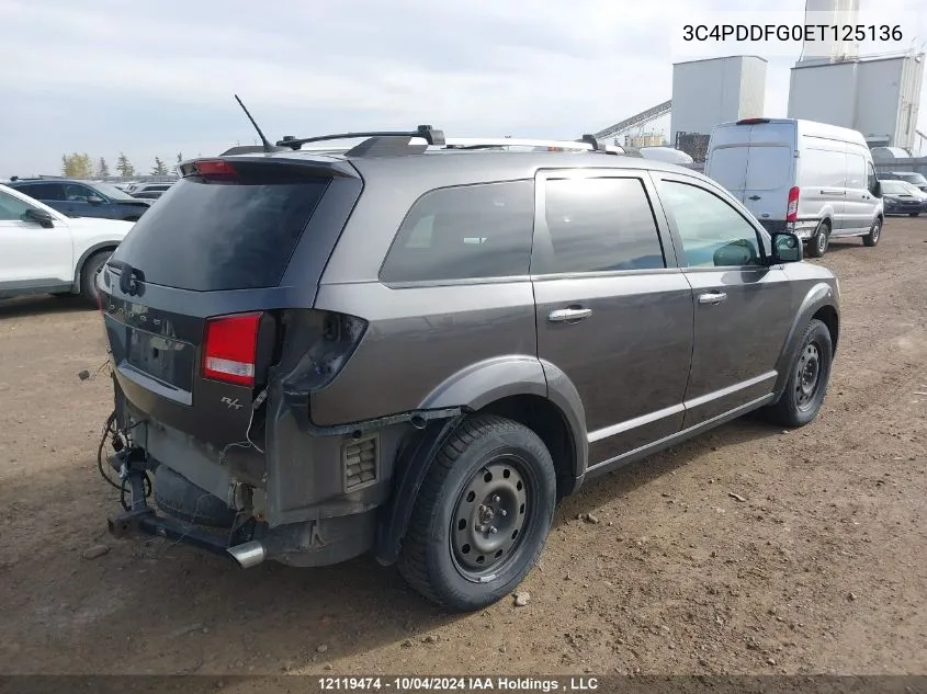 2014 Dodge Journey R/T VIN: 3C4PDDFG0ET125136 Lot: 12119474