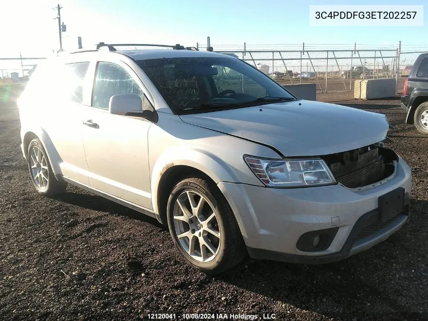 2014 Dodge Journey R/T VIN: 3C4PDDFG3ET202257 Lot: 12120041