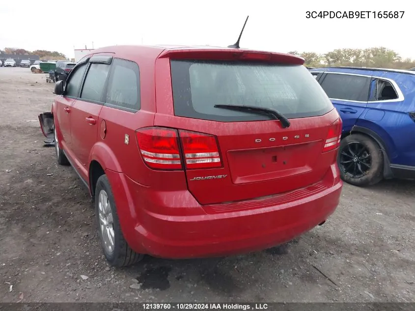 2014 Dodge Journey Se VIN: 3C4PDCAB9ET165687 Lot: 12139760