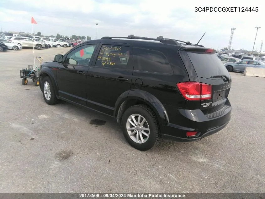 2014 Dodge Journey Sxt VIN: 3C4PDCCGXET124445 Lot: 20173506