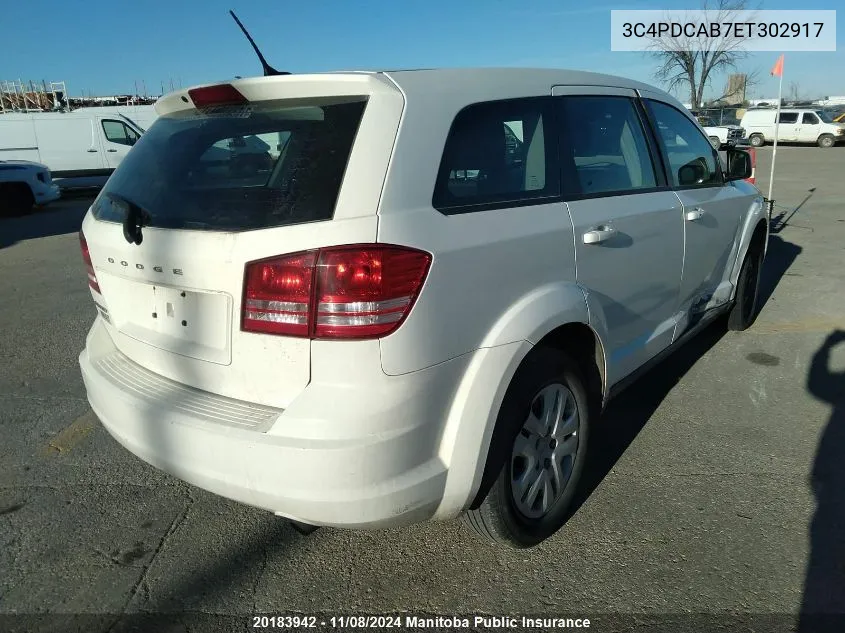 2014 Dodge Journey Se VIN: 3C4PDCAB7ET302917 Lot: 20183942