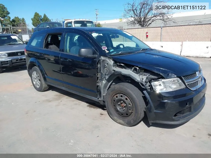 2014 Dodge Journey American Value Pkg VIN: 3C4PDCAB1ET151122 Lot: 38847041