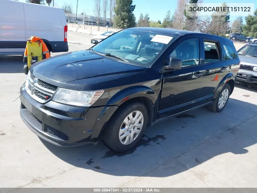 2014 Dodge Journey American Value Pkg VIN: 3C4PDCAB1ET151122 Lot: 38847041