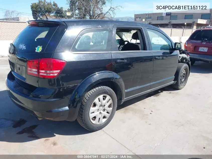 2014 Dodge Journey American Value Pkg VIN: 3C4PDCAB1ET151122 Lot: 38847041