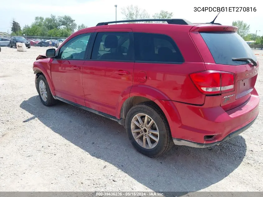 2014 Dodge Journey Sxt VIN: 3C4PDCBG1ET270816 Lot: 39436236