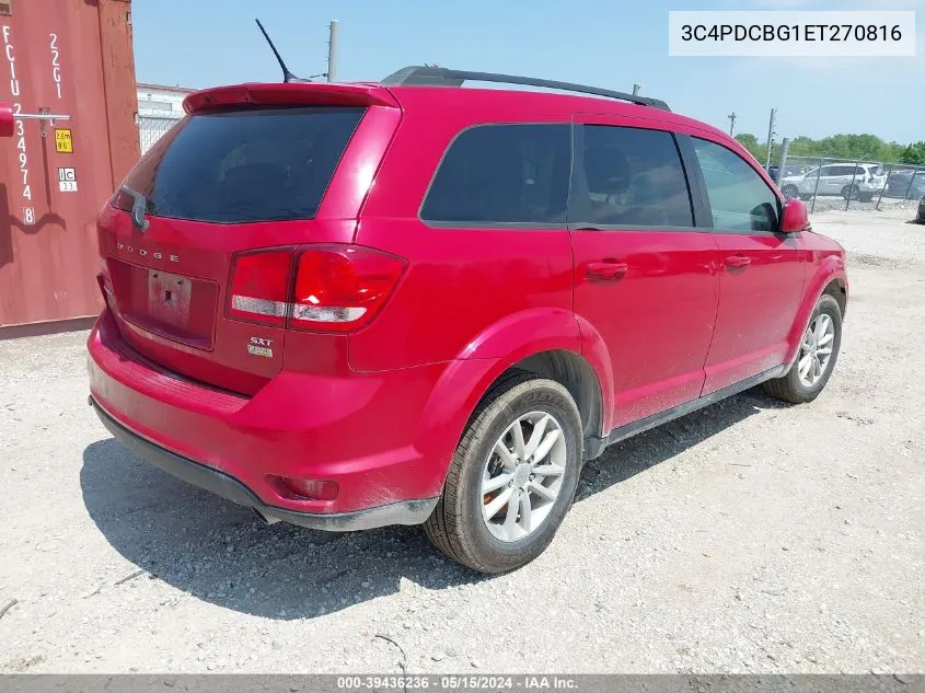 2014 Dodge Journey Sxt VIN: 3C4PDCBG1ET270816 Lot: 39436236