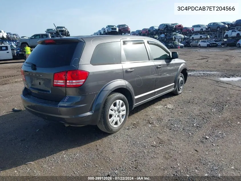 2014 Dodge Journey American Value Pkg VIN: 3C4PDCAB7ET204566 Lot: 39912026