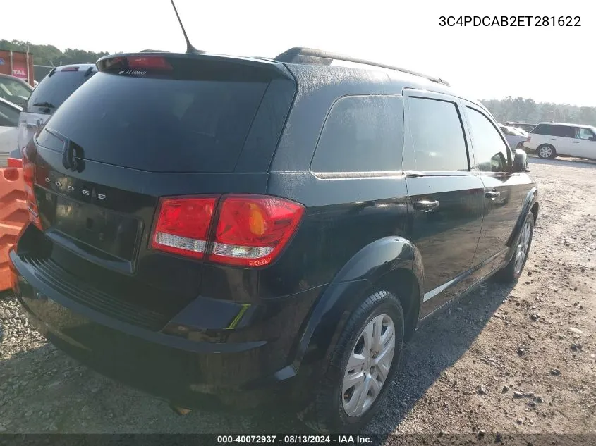 2014 Dodge Journey Se VIN: 3C4PDCAB2ET281622 Lot: 40072937